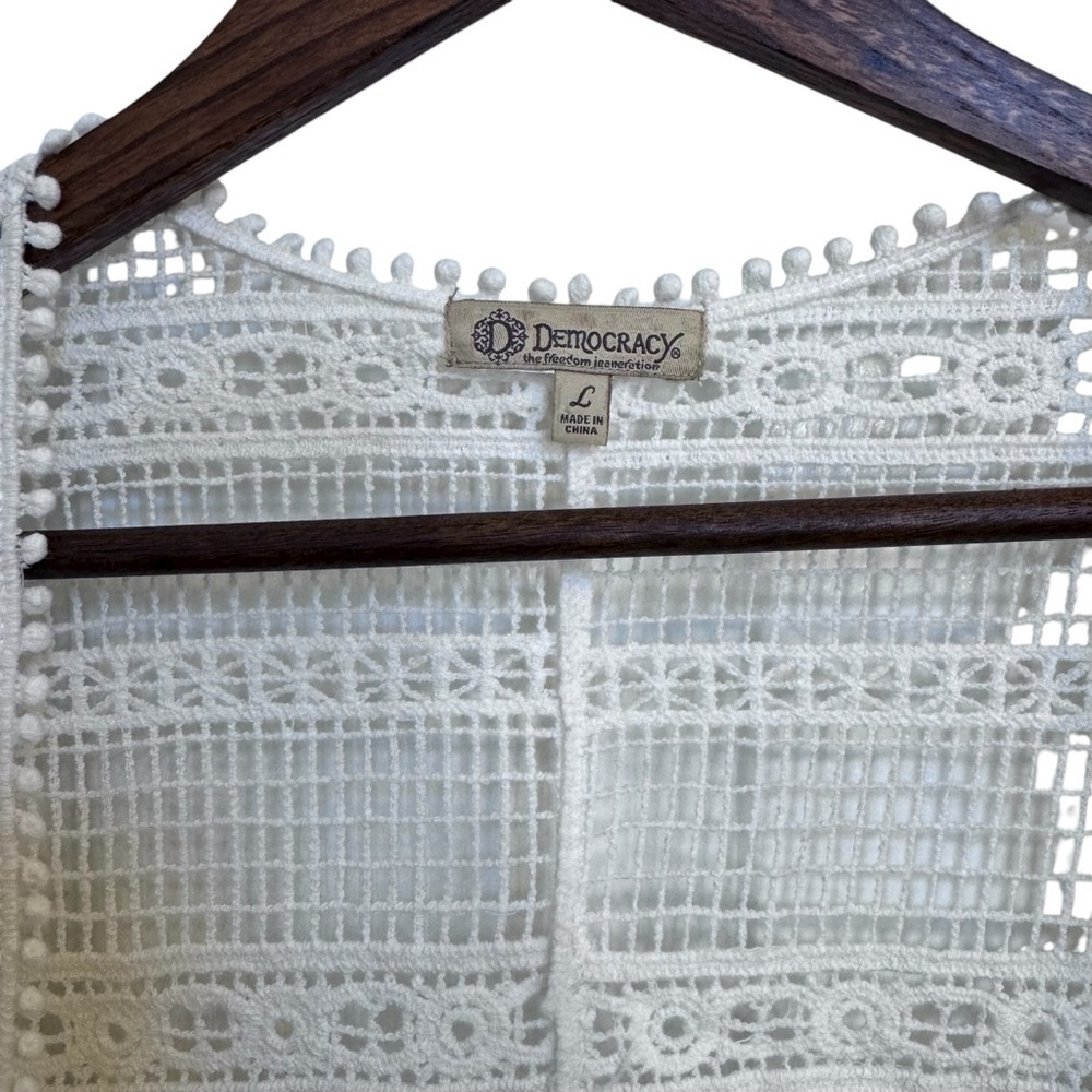 Democracy Ivory Crochet Lace Kimono Size Large - Picture 9 of 13